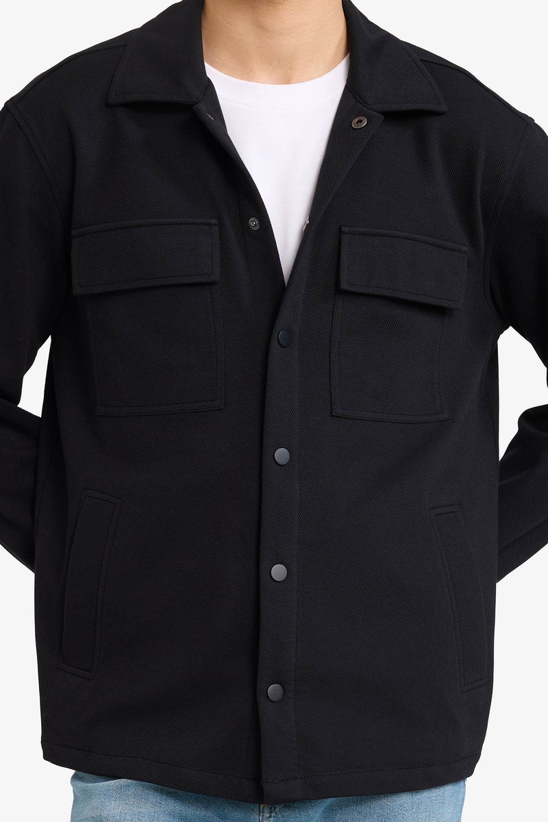 DeFacto Black Man Regular Fit Long Sleeve Overshirt Casual - Image 4